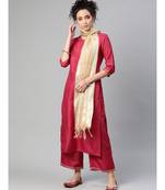 Indo Era Red Solid Straight Kurta with Palazzo Sets