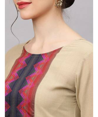 Indo Era Beige Solid Straight Kurta with Palazzo Sets 2