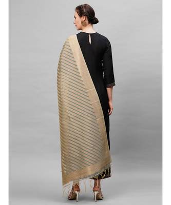 Indo Era Black Solid Straight Kurta Palazzo With Dupatta Set 3