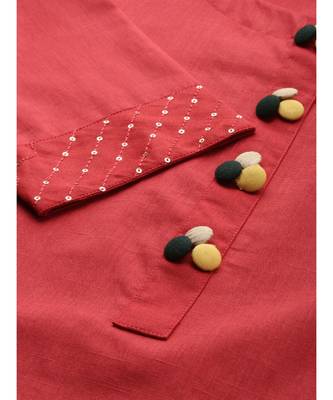 Indo Era Red Solid Straight Kurta Palazzo With Dupatta Set 5