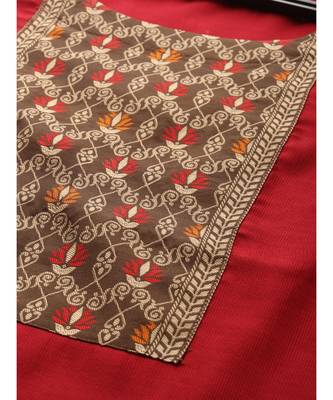 Indo Era Red Solid Straight Kurta Trouser With Dupatta Set 5