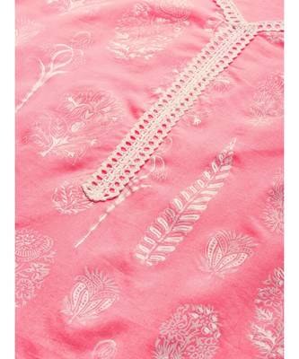 Indo Era Pink Foil Printed Straight Kurta Palazzo Set 5