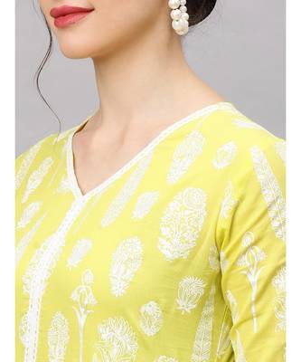 Indo Era Yellow Foil Printed Straight Kurta Palazzo Set 4