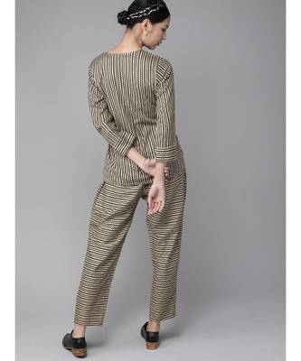 Indo Era Black Printed A-Line Kurta with Pant Set 2