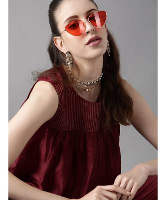 Indo Era Wine Printed Flared Kurta with Pant Set 5