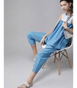 Indo Era Blue Printed Flared Kurta with Pant Set