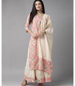 Indo Era Pink Floral Printed Straight Kurta Skirt with Dupatta Set