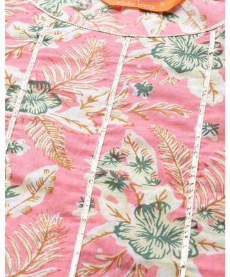 Indo Era Pink Floral Printed Straight Kurta Skirt with Dupatta Set 5