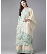 Indo Era Blue Floral Printed Straight Kurta Skirt with Dupatta Set