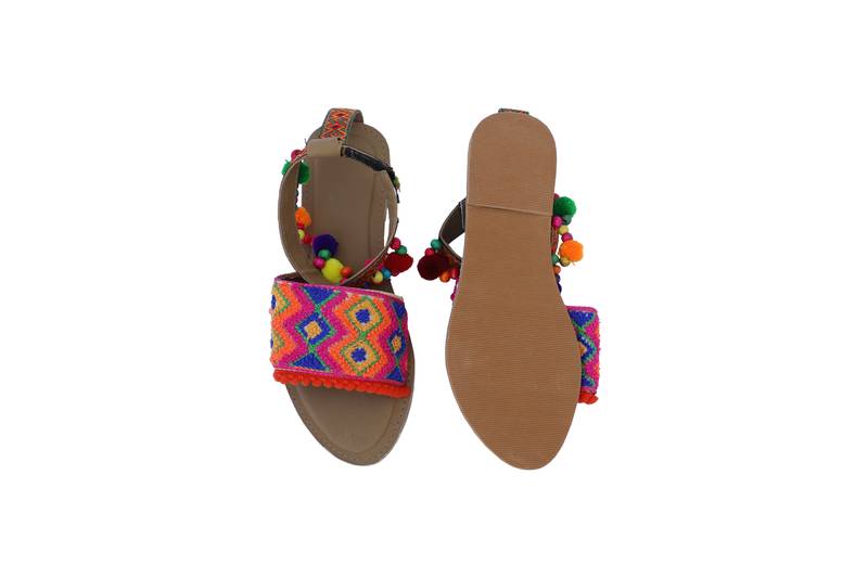 Pompom Ankle Sandal