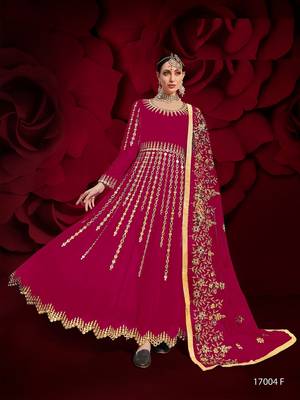 Rani-pink embroidered georgette salwar 1
