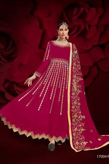 Rani-pink embroidered georgette salwar