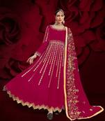 Rani-pink embroidered georgette salwar