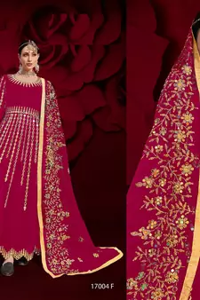 Rani-pink embroidered georgette salwar