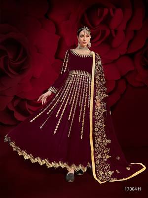Maroon embroidered georgette salwar 1