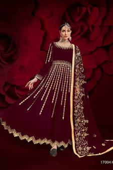 Maroon embroidered georgette salwar