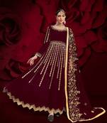 Maroon embroidered georgette salwar