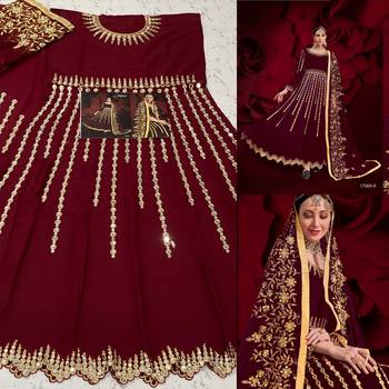 Maroon embroidered georgette salwar 2