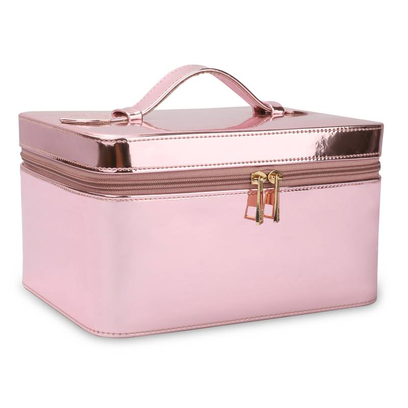 NFI essentials Makeup Bag Cosmetic Box Jewelry Bridal Box Make up Box Trousseau Box (Light Pink)