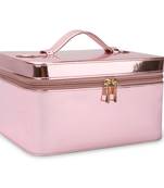 NFI essentials Makeup Bag Cosmetic Box Jewelry Bridal Box Make up Box Trousseau Box (Light Pink)