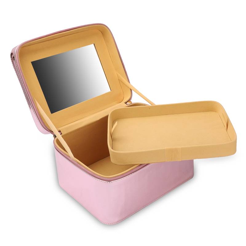 NFI essentials Makeup Bag Cosmetic Box Jewelry Bridal Box Make up Box Trousseau Box (Light Pink)
