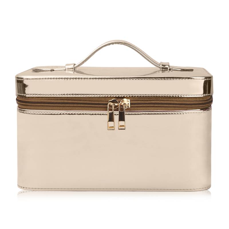 NFI essentials Makeup Bag Cosmetic Box Jewelry Bridal Box Make up Box Trousseau Box (Gold)