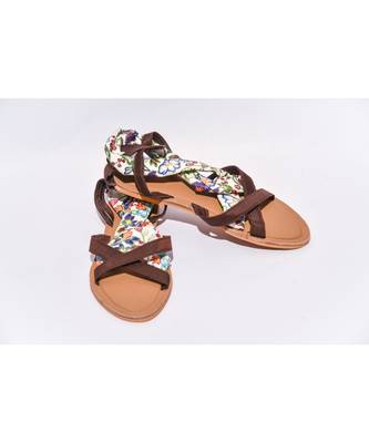 Strips Colorful Flower Flat Sandal 3