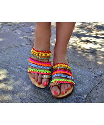 Strips Colorful Flat Sandal 1