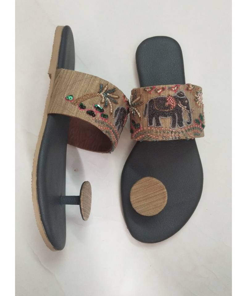 Beds Sequin Animal Hand Embroidery Sandal