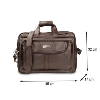 NFI essentials PU Leather Office Laptop Handbag Stylish Messenger Bag Briefcase 17.5 Inch (Brown) 4