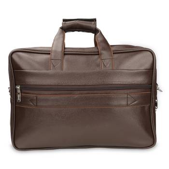 NFI essentials PU Leather Office Laptop Handbag Stylish Messenger Bag Briefcase 17.5 Inch (Brown) 5