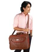 NFI essentials PU Leather Office Laptop Handbag Stylish Messenger Bag Briefcase 16.5 Inch (Tan)