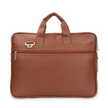 NFI essentials PU Leather Office Laptop Handbag Stylish Messenger Bag Briefcase 16.5 Inch (Tan) 5