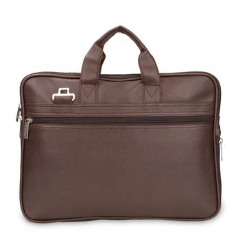 NFI essentials PU Leather Office Laptop Handbag Stylish Messenger Bag Briefcase 16.5 Inch (Brown) 5