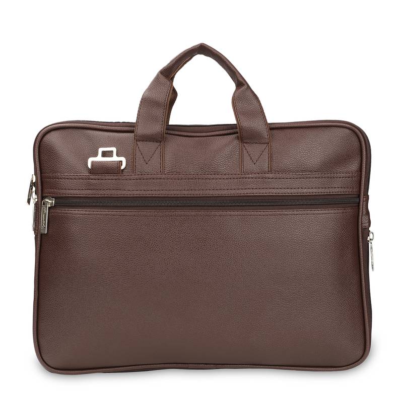 NFI essentials PU Leather Office Laptop Handbag Stylish Messenger Bag Briefcase 16.5 Inch (Brown)