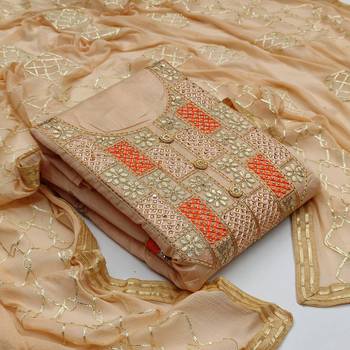 Peach embroidered chanderi salwar 1
