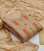 Peach embroidered chanderi salwar