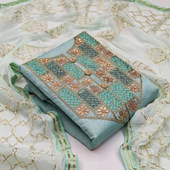 Turquoise embroidered chanderi salwar 1