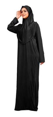 Women's Casual Wear Lycra Abaya Burqa With Attached Cap Style Hijab 3