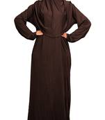 Women Plain Brown Color Lycra Abaya Burqa With Attached Cap Style Hijab