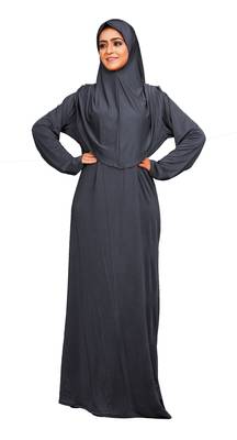Lycra Stretchable Plain Women Abaya Burqa With Attached Hijab 1