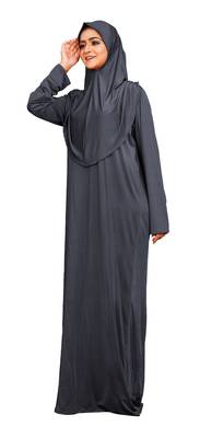 Lycra Stretchable Plain Women Abaya Burqa With Attached Hijab 3