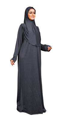 Lycra Stretchable Plain Women Abaya Burqa With Attached Hijab 4