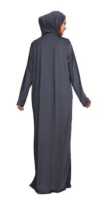 Lycra Stretchable Plain Women Abaya Burqa With Attached Hijab 5