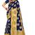 Navy blue woven banarasi silk saree with blouse