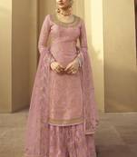 Pink and Gold Embroidered Palazzo Suit