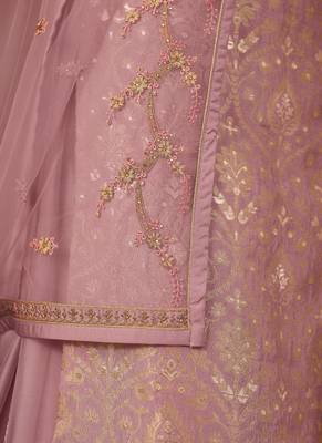 Pink and Gold Embroidered Palazzo Suit 4