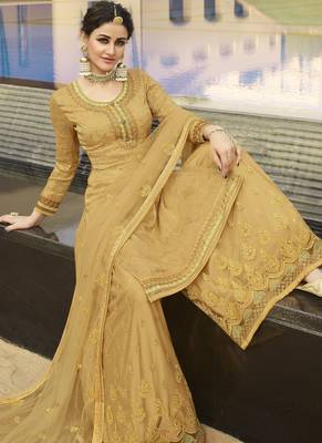 Yellow and Gold Embroidered Palazzo Suit 2