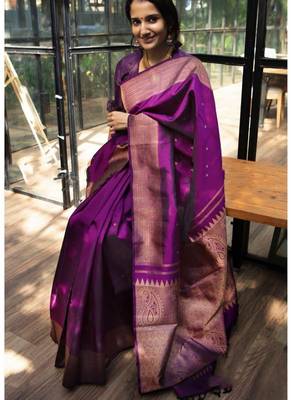 Wine Banarasi Silk Jacquard Work Designer saree 2