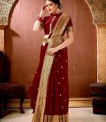 Maroon Banarasi Silk Jacquard Work Designer saree